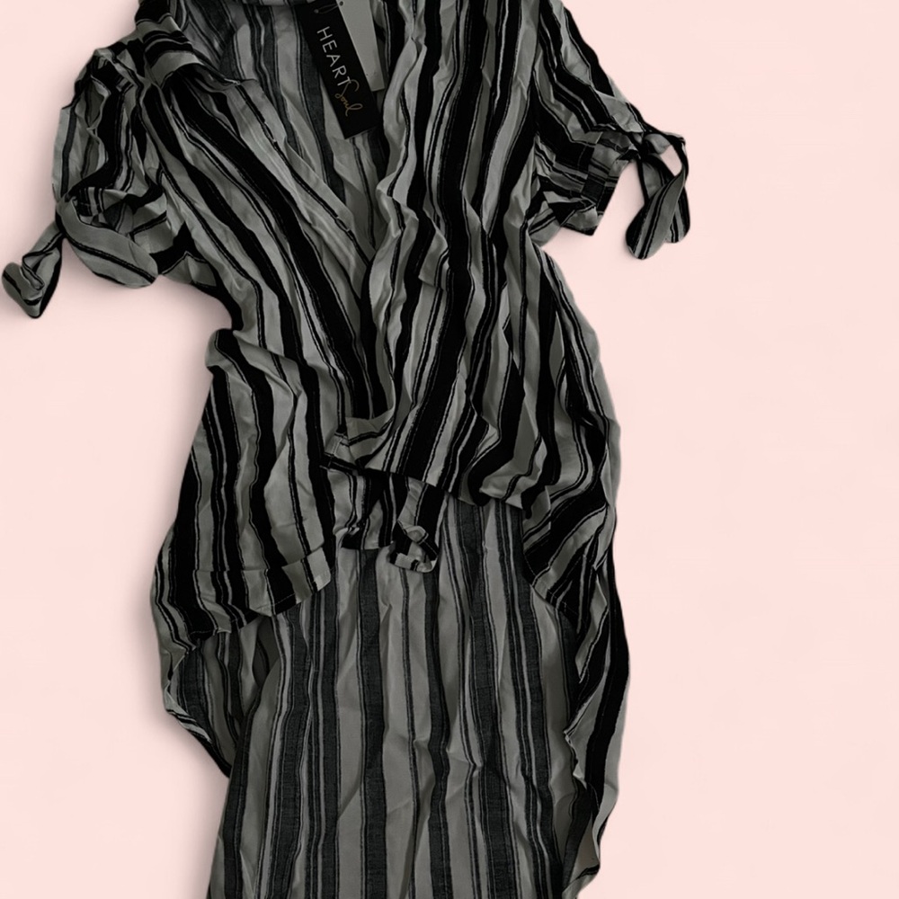 Heart Soul Black and White Striped Blouse